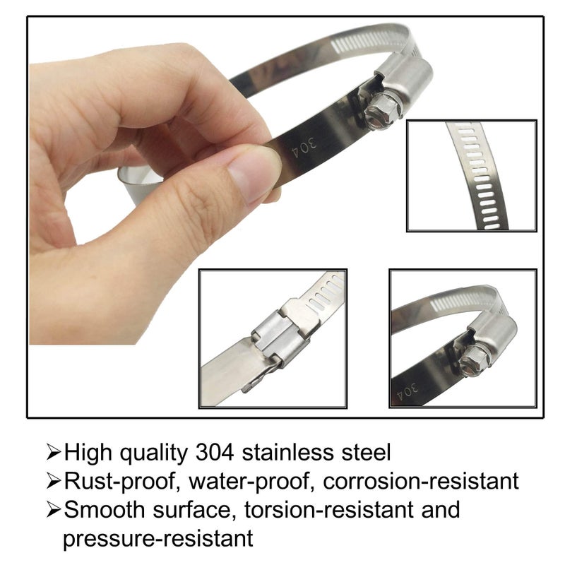 EesTeck 8 Pieces 4" Adjustable 304 Stainless Steel Duct Clamps Hose Clamp Pipe Clamp Air Ducting Clamp worm drive hose clamps (91mm-114mm) - Image 2